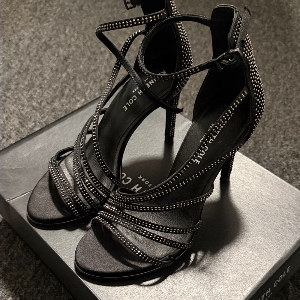 Kenneth Cole Black Studded Heels